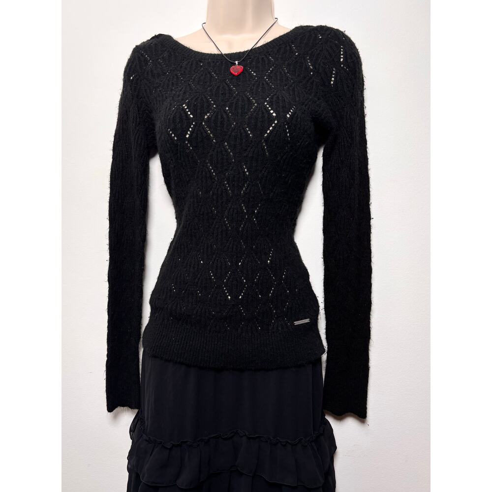 Black Abercrombie Diamond Open Knit Sweater